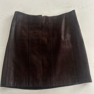 Free People Elegant Brown Vegan Leather Mini Skirt